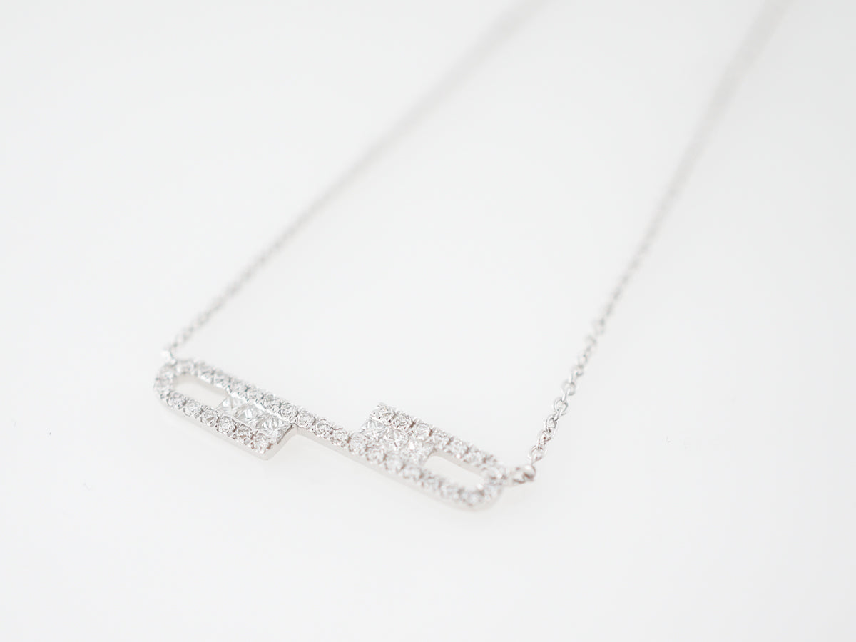 Necklace Modern .23 Princess & Round Brilliant Cut Diamonds in 18k White Gold