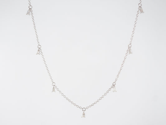 Vintage Style Tapered Baguette Cut Diamond Necklace in White Gold