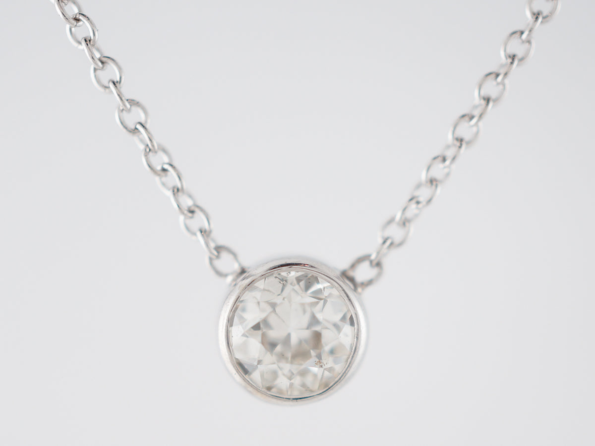 Old European Diamond Necklace in 14k White Gold