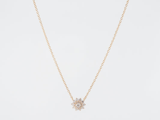 Diamond Sunburst Necklace in Yellow Gold
