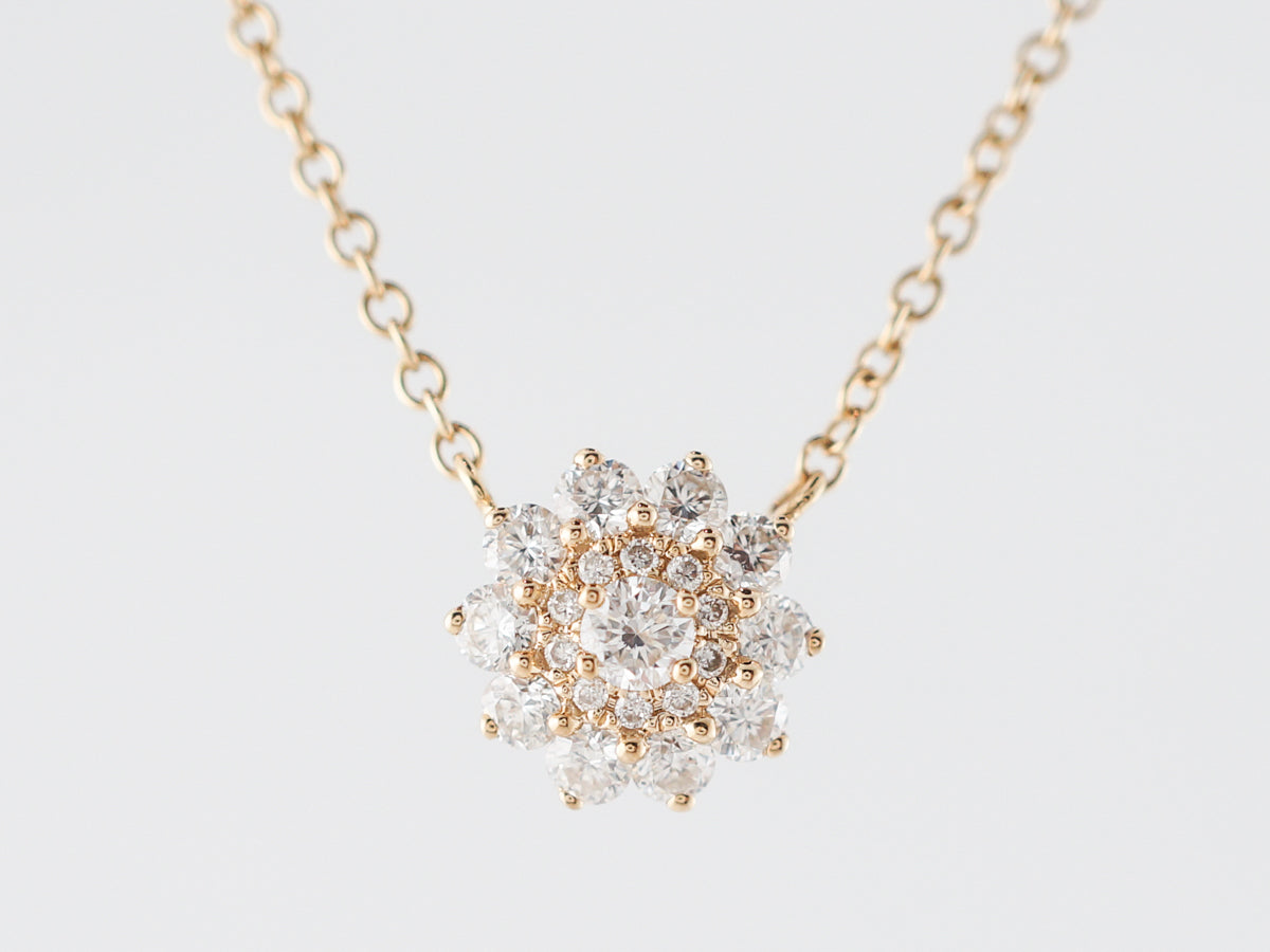 Diamond Sunburst Necklace in Yellow Gold