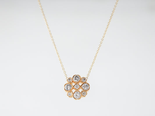 Necklace Modern .81 Round Brilliant Cut Diamonds in 14k Yellow Gold