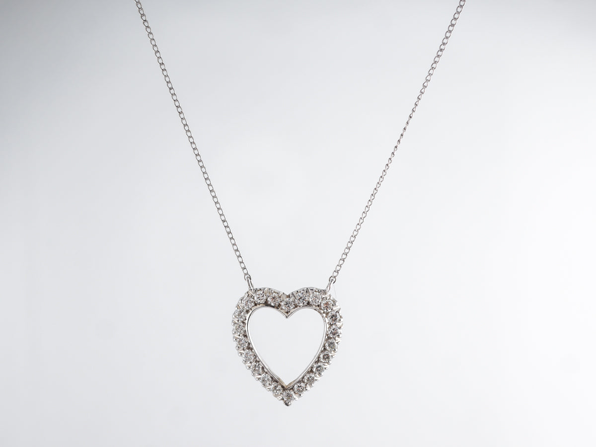 Diamond Heart Necklace in 14K White Gold