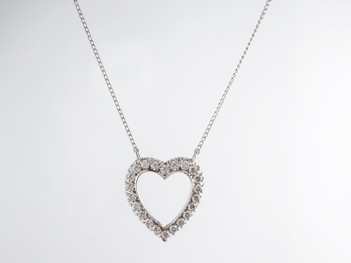 Diamond Heart Necklace in 14K White Gold