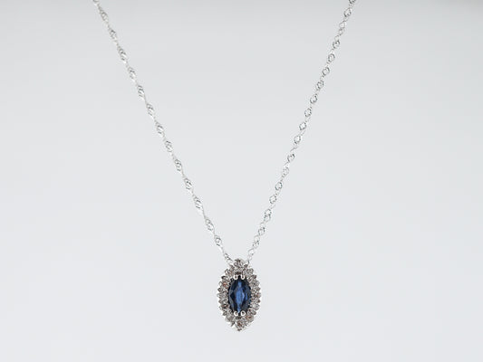 Necklace Modern .90 Marquise Cut Sapphire in 14k White Gold