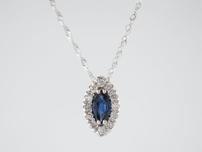 Necklace Modern .90 Marquise Cut Sapphire in 14k White Gold