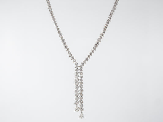 **RTV 1/17/19**Necklace Modern 12.35 Round Brilliant & Pear Cut Diamonds in 18k White Gold