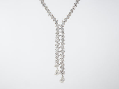 **RTV 1/17/19**Necklace Modern 12.35 Round Brilliant & Pear Cut Diamonds in 18k White Gold