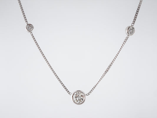 Necklace Modern 2.34 Old European & Round Brilliant Cut Diamonds in Platinum