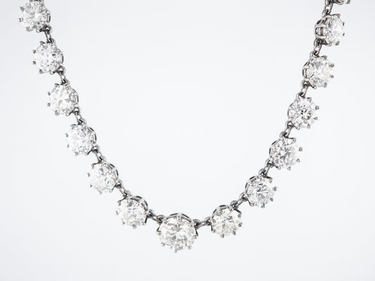 Necklace Modern 33.91 Old European Cut Diamond in Platinum