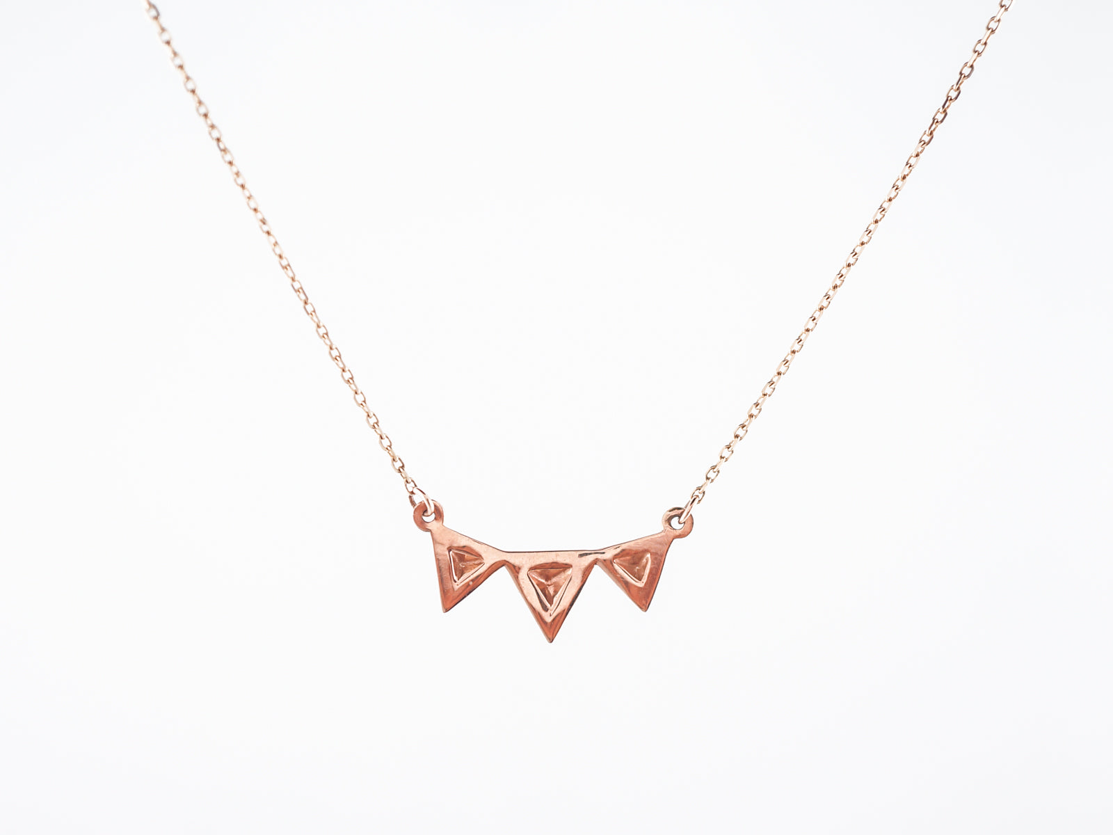 Modern Triangle Necklace in 14k Rose Gold