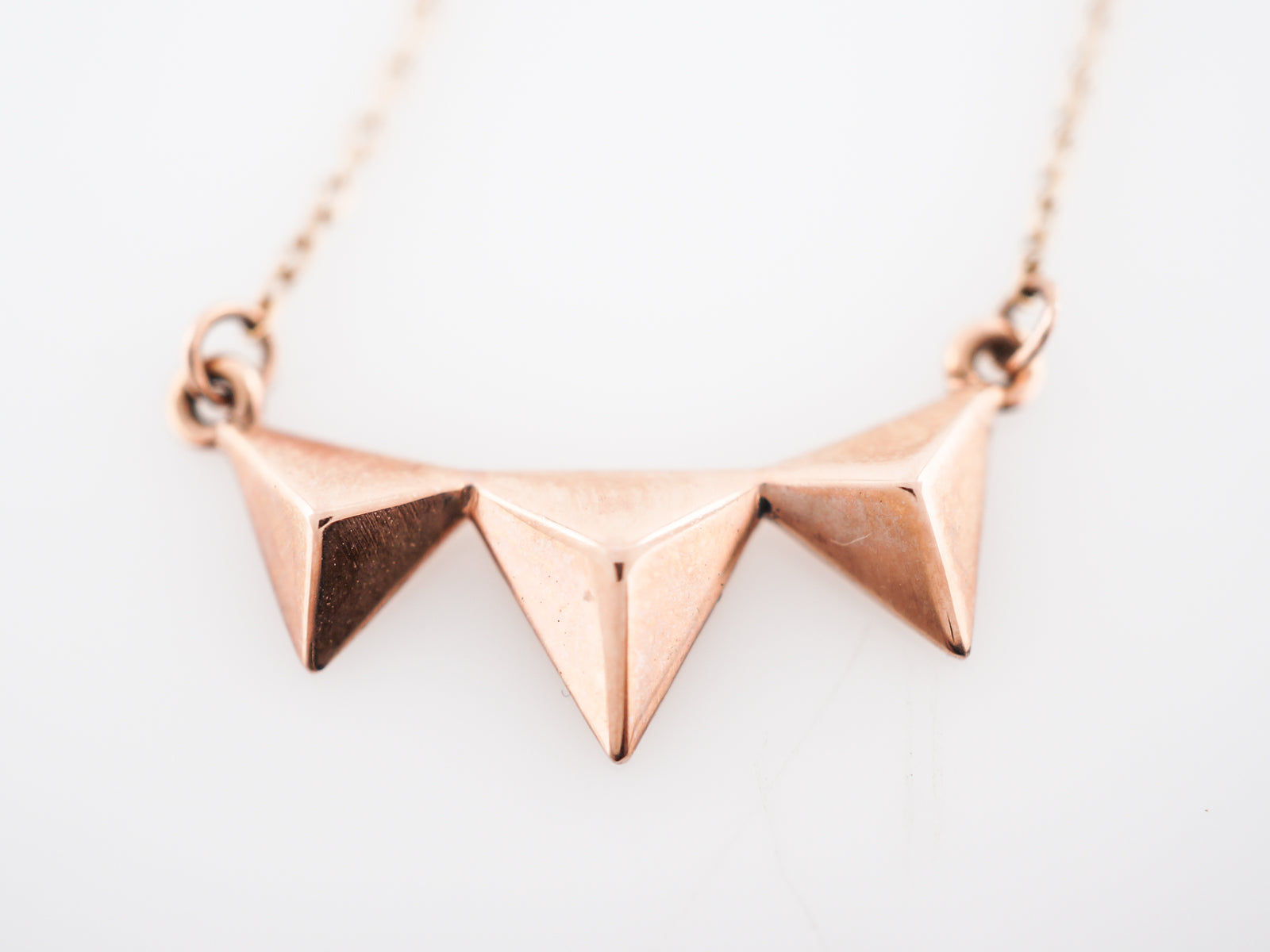 Modern Triangle Necklace in 14k Rose Gold