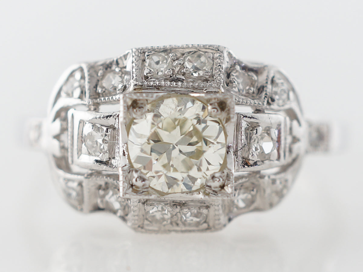 Half Carat Euro Diamond Engagement Ring in Platinum