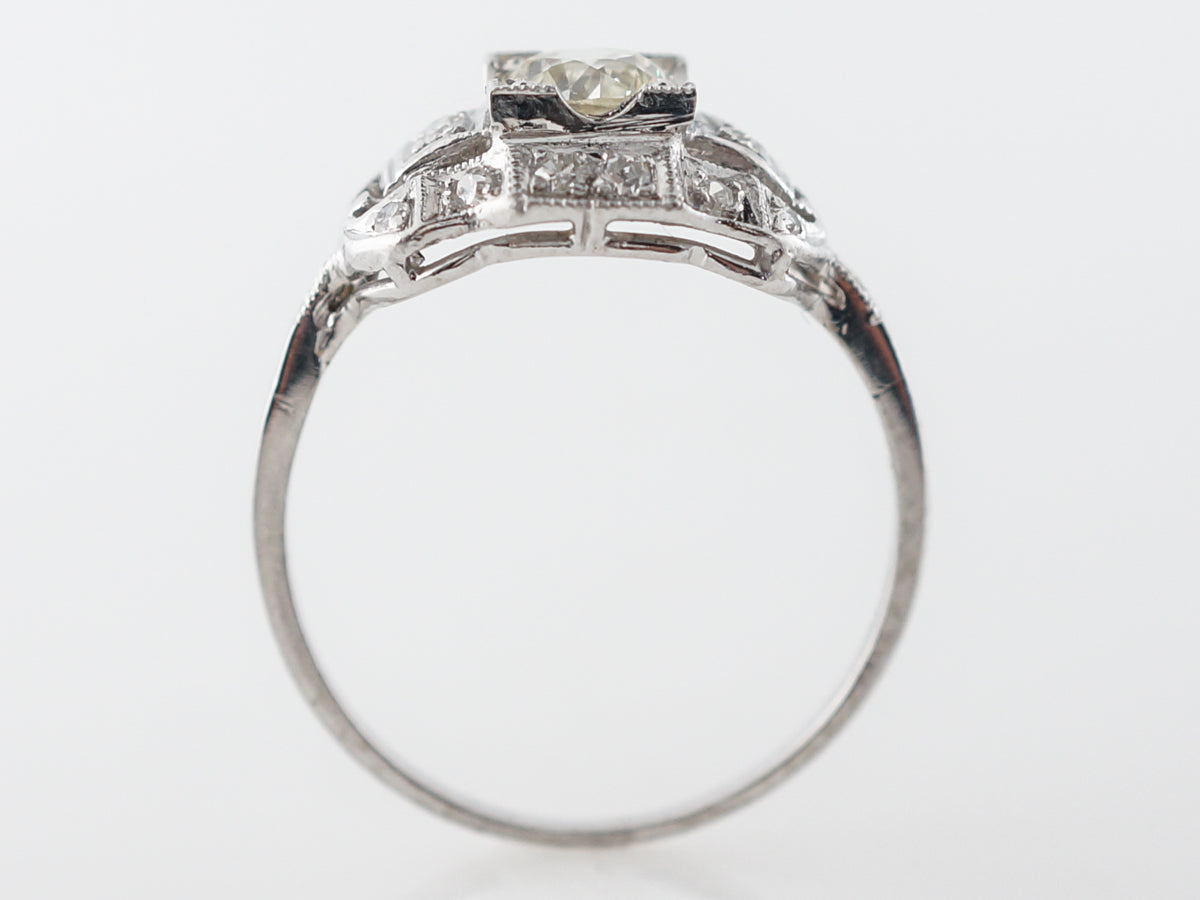 Half Carat Euro Diamond Engagement Ring in Platinum