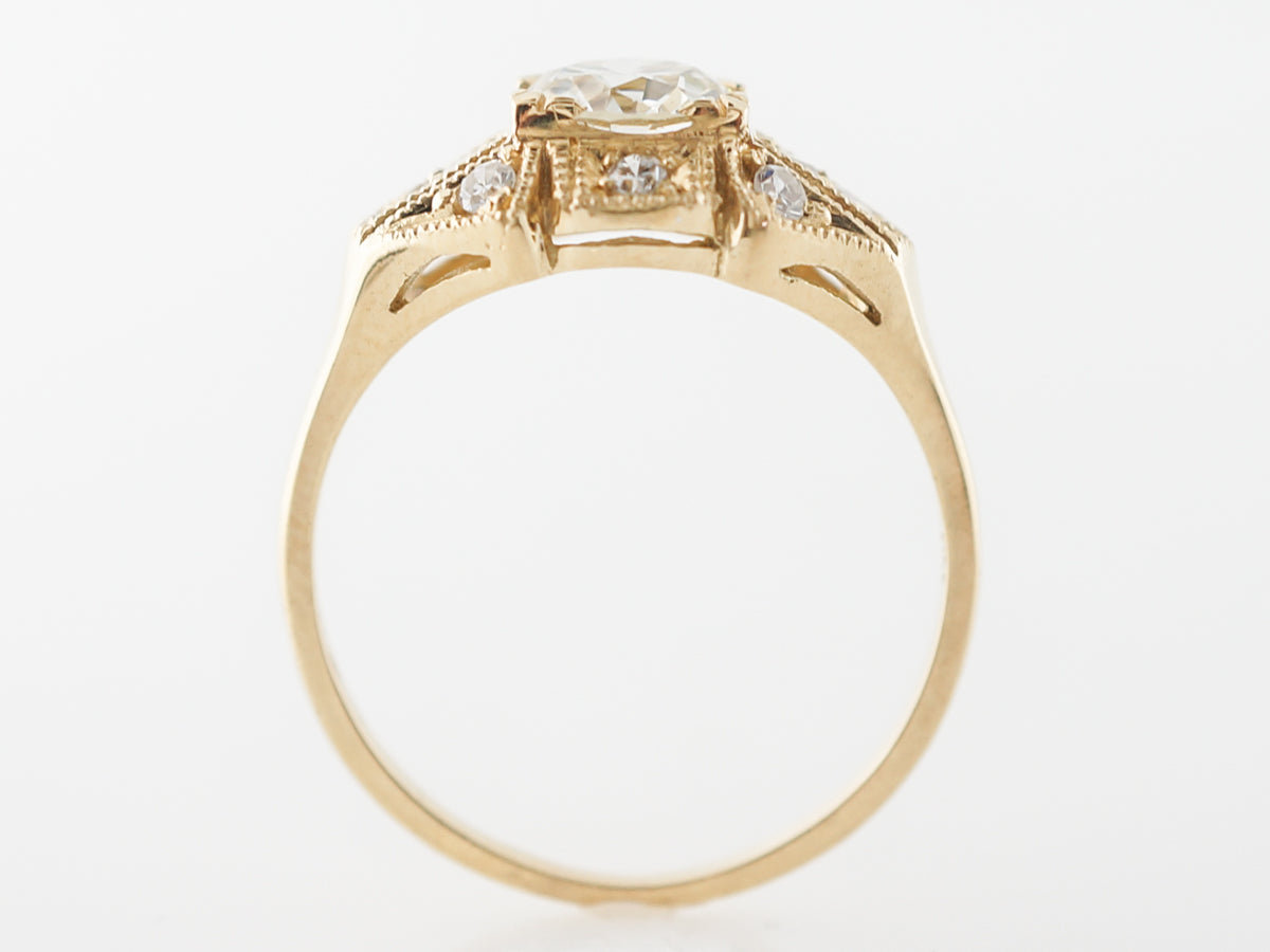 Vintage Style Diamond Engagement Ring in Yellow Gold