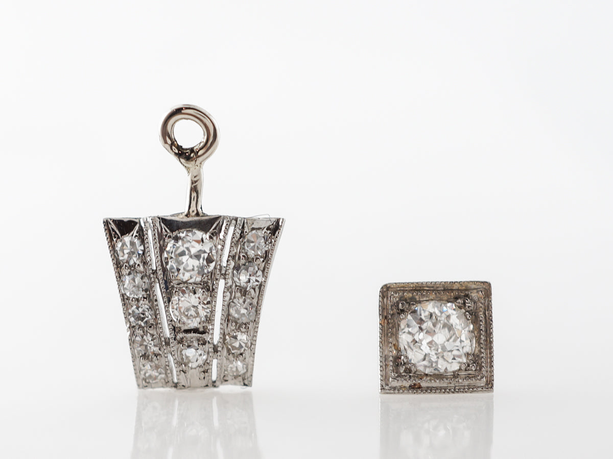 1920's Art Deco Earrings w/ Diamonds in Platinum