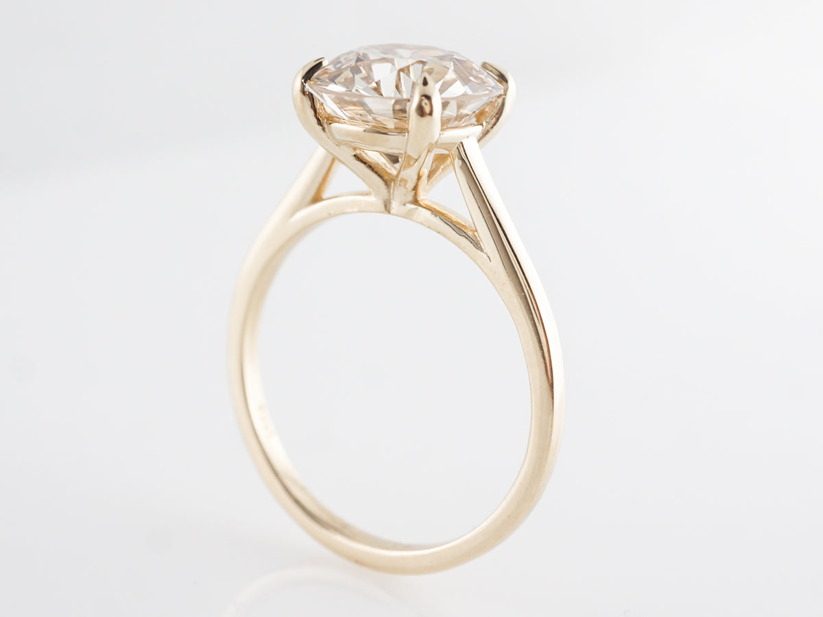 Old European Cut 3.27 Brown Diamond Engagement Ring in 14k Yellow Gold