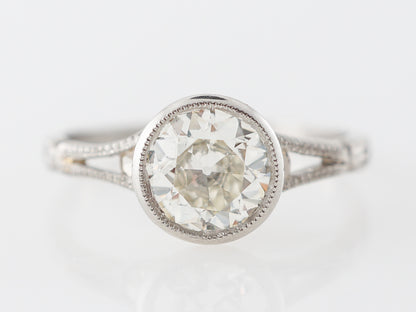 Bezel Set European Diamond Engagement Ring Platinum