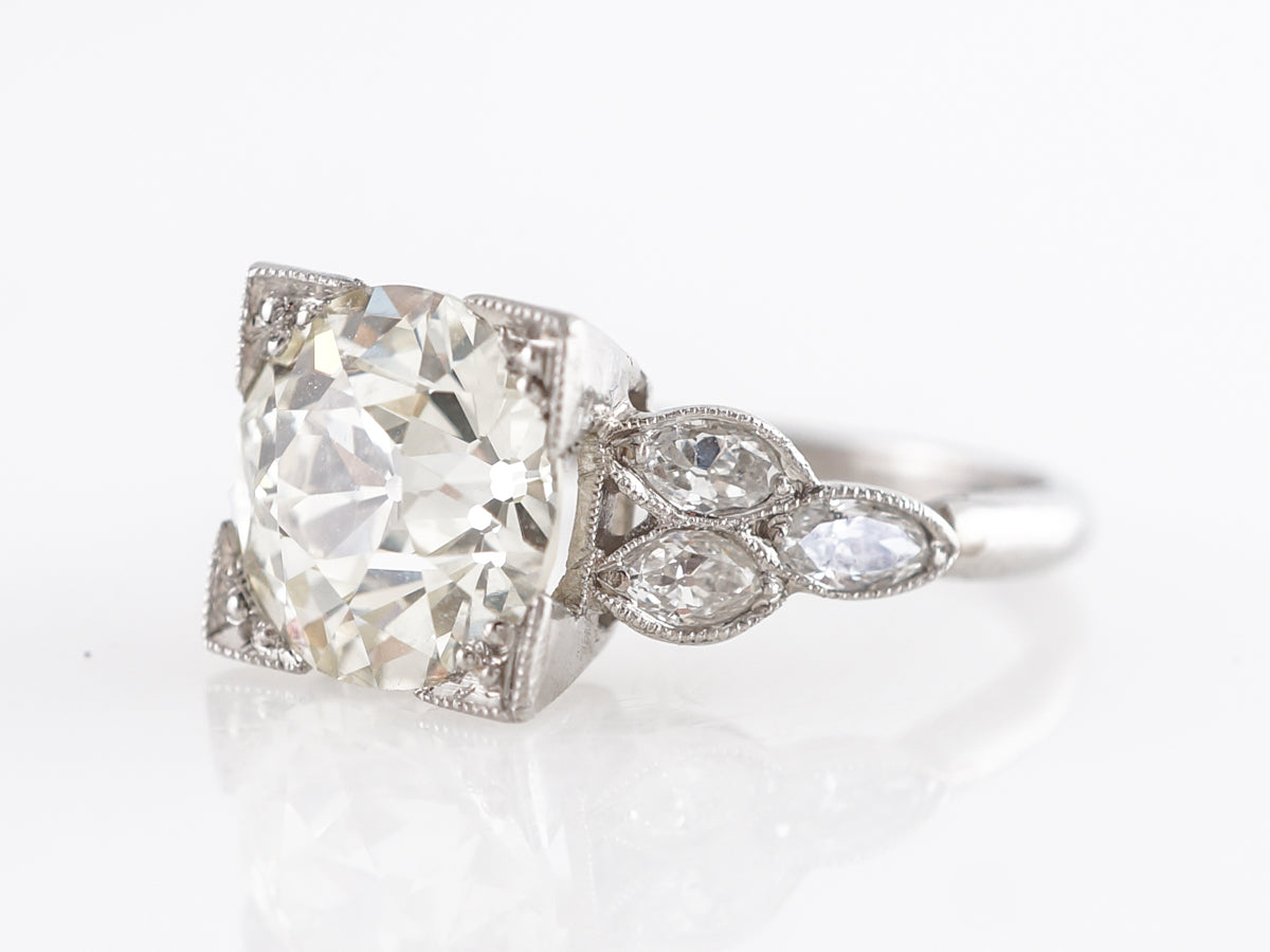 2.47 Old European Cut Diamond Engagement Ring in Platinum
