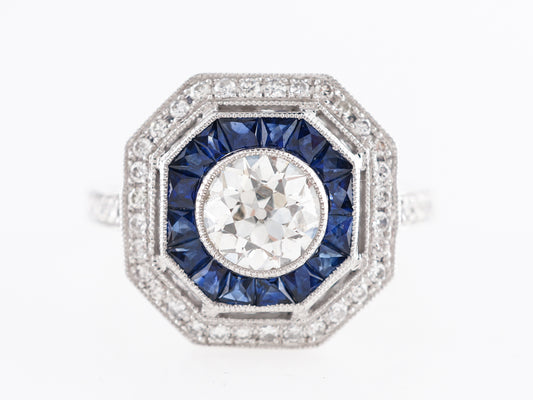 Diamond & Sapphire Engagement Ring in Platinum