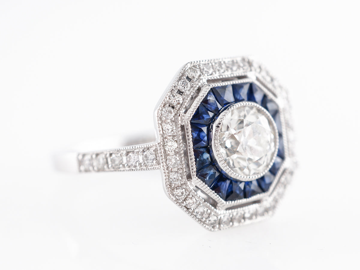 Diamond & Sapphire Engagement Ring in Platinum