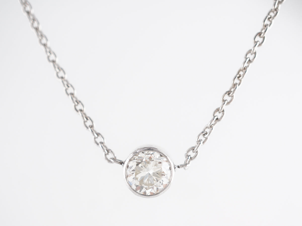 Old European Diamond Bezel Necklace in 14K White Gold