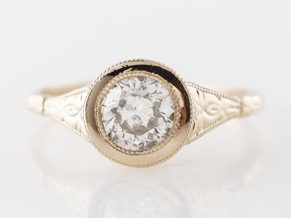 Old European Diamond Solitaire Engagement Ring in Yellow Gold