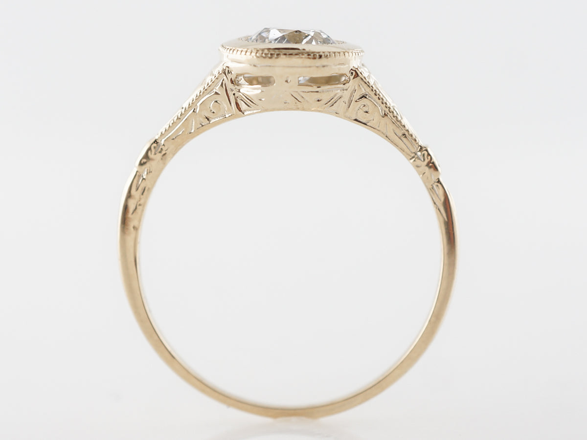 Old European Diamond Solitaire Engagement Ring in Yellow Gold