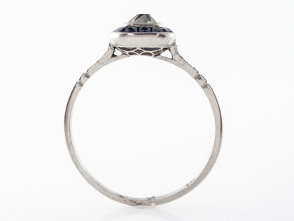 Old Mine Diamond & Sapphire Halo Engagement Ring Platinum