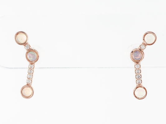 Rose Gold Earrings w/ Opal & Diamonds
