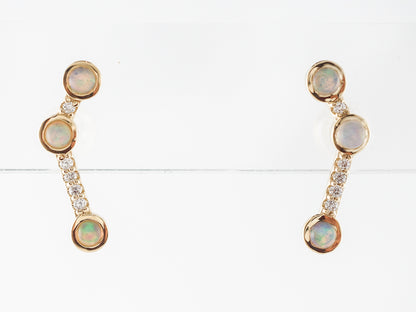 Opal & Diamond Climber Earrings in Yellow Gold