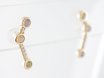 Opal & Diamond Climber Earrings in Yellow Gold