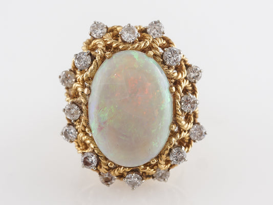 Opal Mid-Century Convertible Ring 18k Yellow Gold