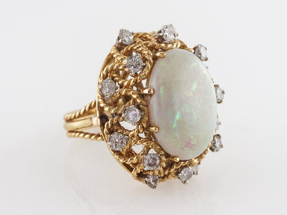 Opal Mid-Century Convertible Ring 18k Yellow Gold