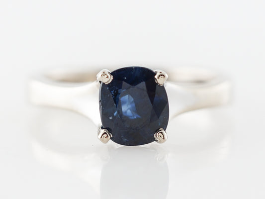 Oval Sapphire Solitaire Engagement Ring in White Gold