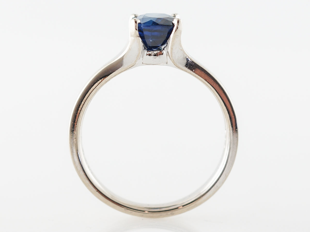 Oval Sapphire Solitaire Engagement Ring in White Gold