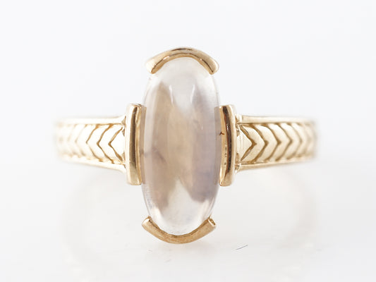 Oval Cabochon Cut Moonstone Ring in Yellow Gold