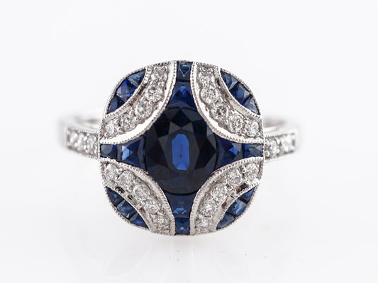 Oval Cut Sapphire Cocktail Ring w/ Diamonds in Platinum