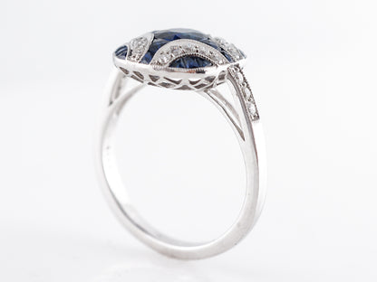 Oval Cut Sapphire Cocktail Ring w/ Diamonds in Platinum