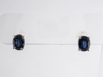 Oval Cut Sapphire Earring Studs 14K White Gold