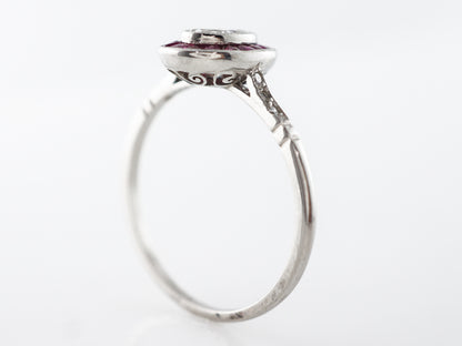 Diamond & Ruby Halo Engagement Ring Platinum