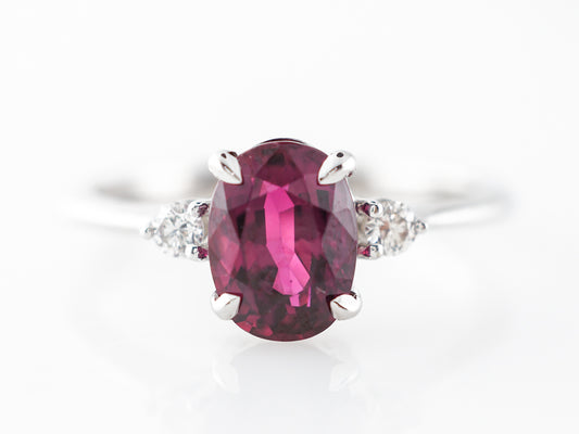 Oval Ruby & Diamond Engagement Ring in 14k White Gold