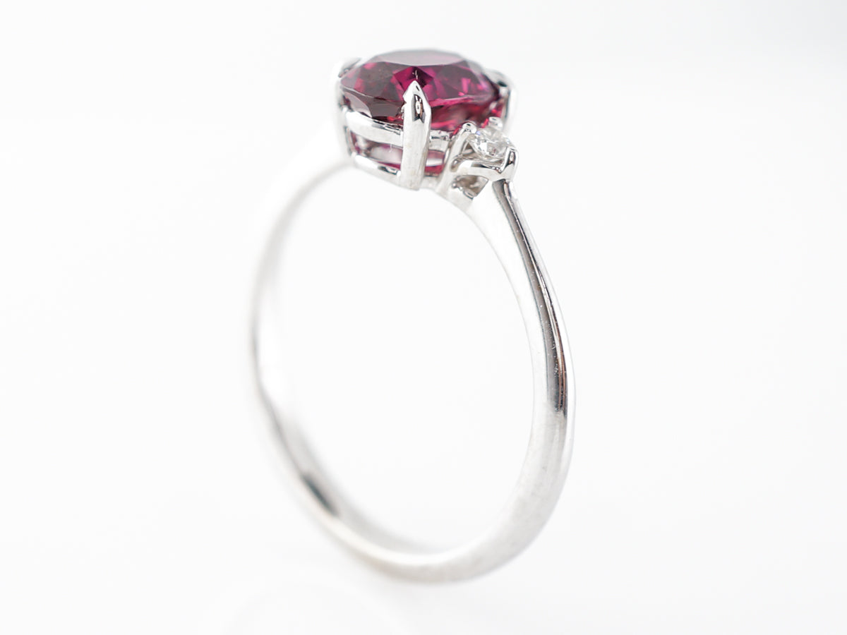 Oval Ruby & Diamond Engagement Ring in 14k White Gold