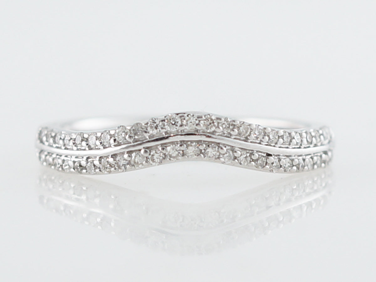 Curved Double Diamond Wedding Band in 14k