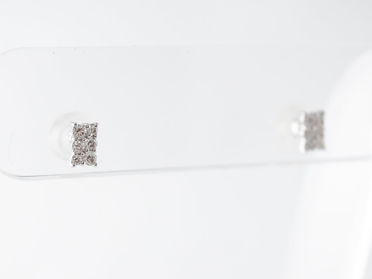 Diamond Cluster Pave Earrings in 18k White Gold