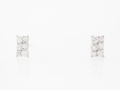 Diamond Cluster Pave Earrings in 18k White Gold
