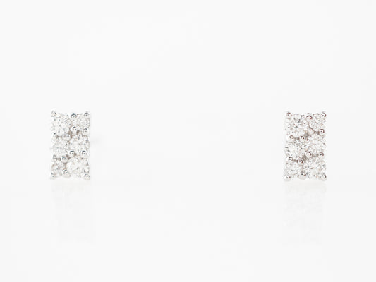 Diamond Cluster Pave Earrings in 18k White Gold