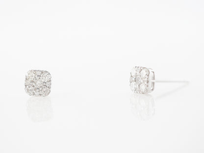 Diamond Stud Cluster Earrings in 14k White Gold