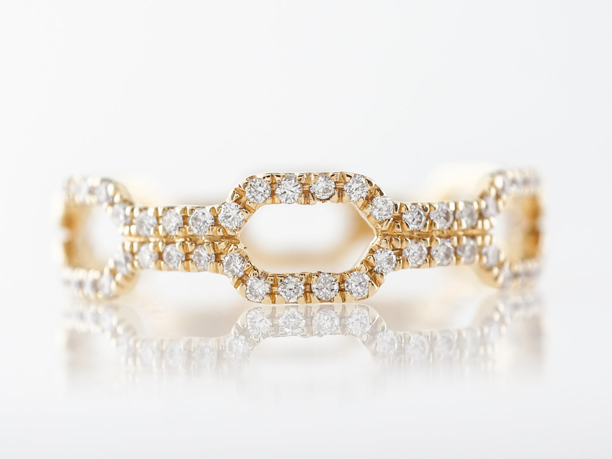 Pave Chain Link Diamond Ring in 18k Yellow Gold