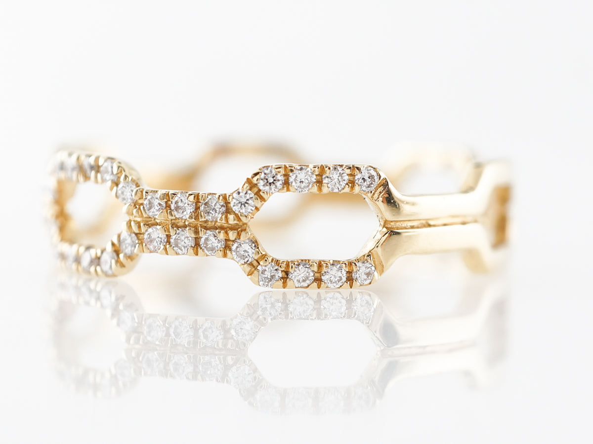 Pave Chain Link Diamond Ring in 18k Yellow Gold